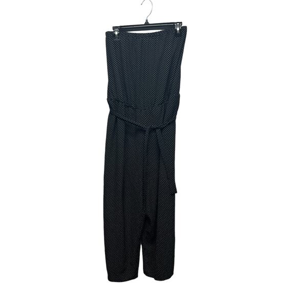 George Womens Jumpsuit 3X Strapless Polka Dot Crop Wide Leg Stretch Party Event - Picture 1 of 15